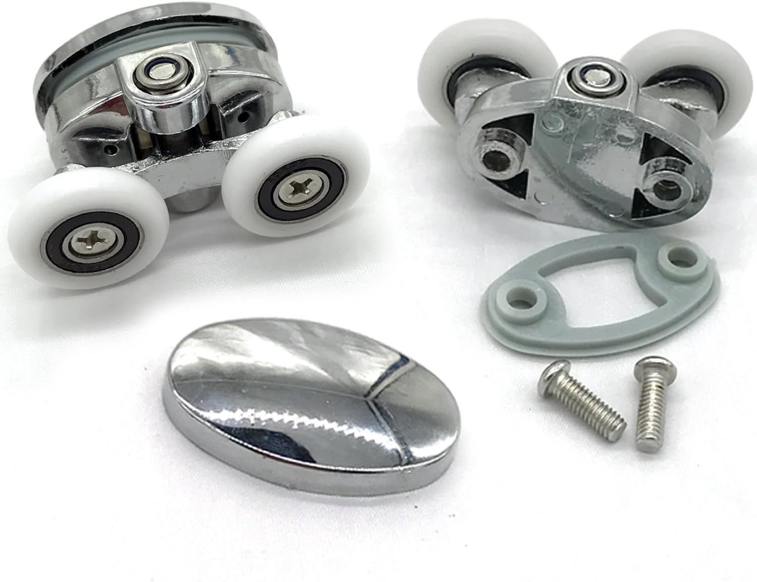 Set of 4 New Oval Butterfly Twin Wheel 23Mm Shower Door Rollers (Diameter 23Mm2Top2Bottom) (23Mm Distance :27Mm) image number 3