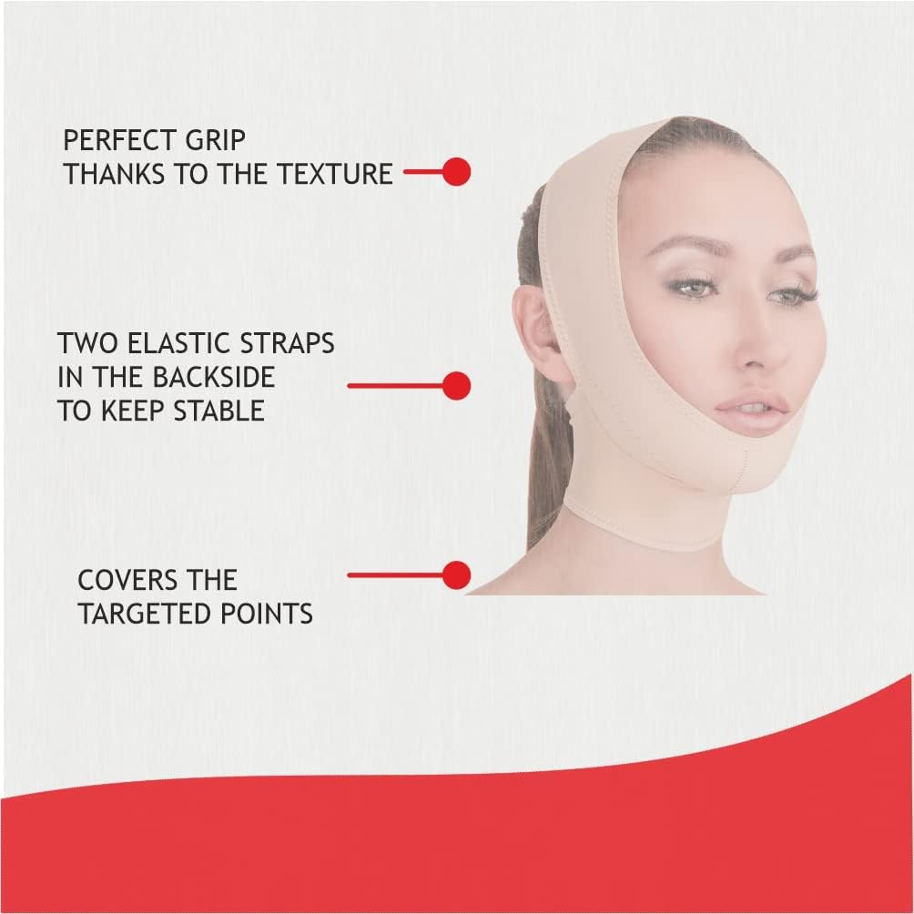 Post Surgical Chin Strap Bandage for Women - Neck and Chin Compression Garment Wrap - Face Slimmer, Jowl Tightening (S) image number 2