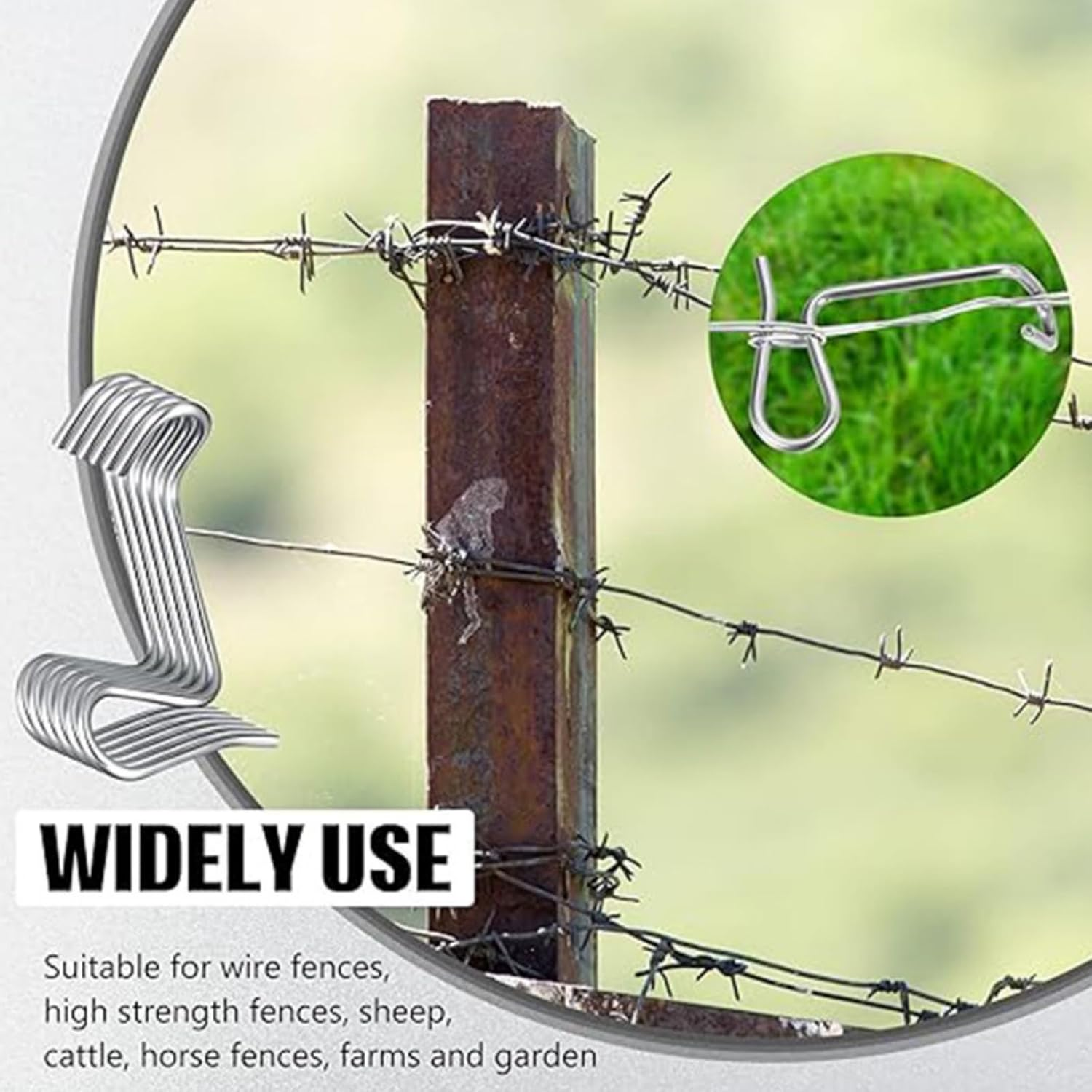 MTJNYZA Fence Wire Tensioner Tool, 20PCS Fence Wire Tightener with 1PCS Tighteners Handle, Barb Wire Fence Tools Wire Tensioner Tool for Wire Fence Farm Garden image number 1