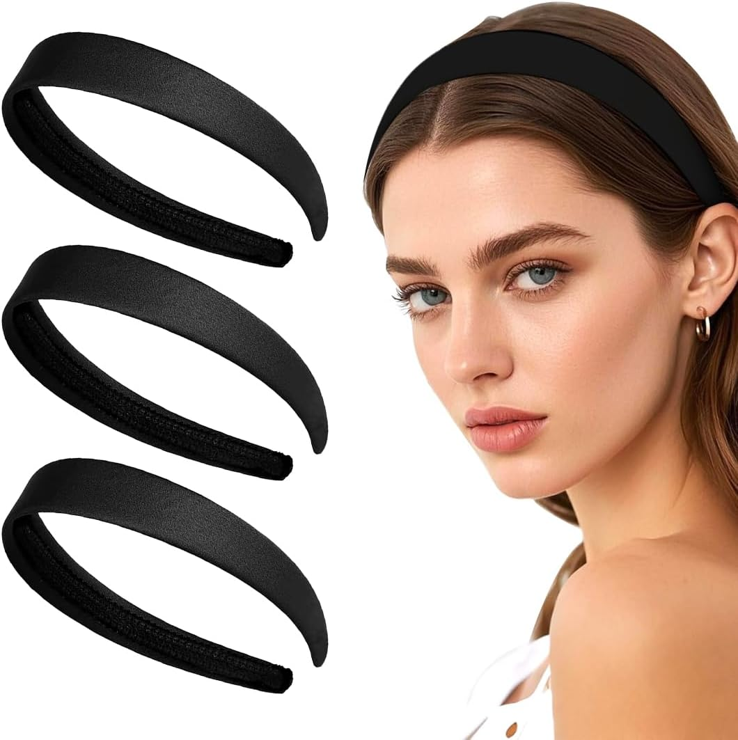 VAEIORP Pack of 3 Satin Hair Bands for Women and Girls, Satin Hair Bands for Women image number 3