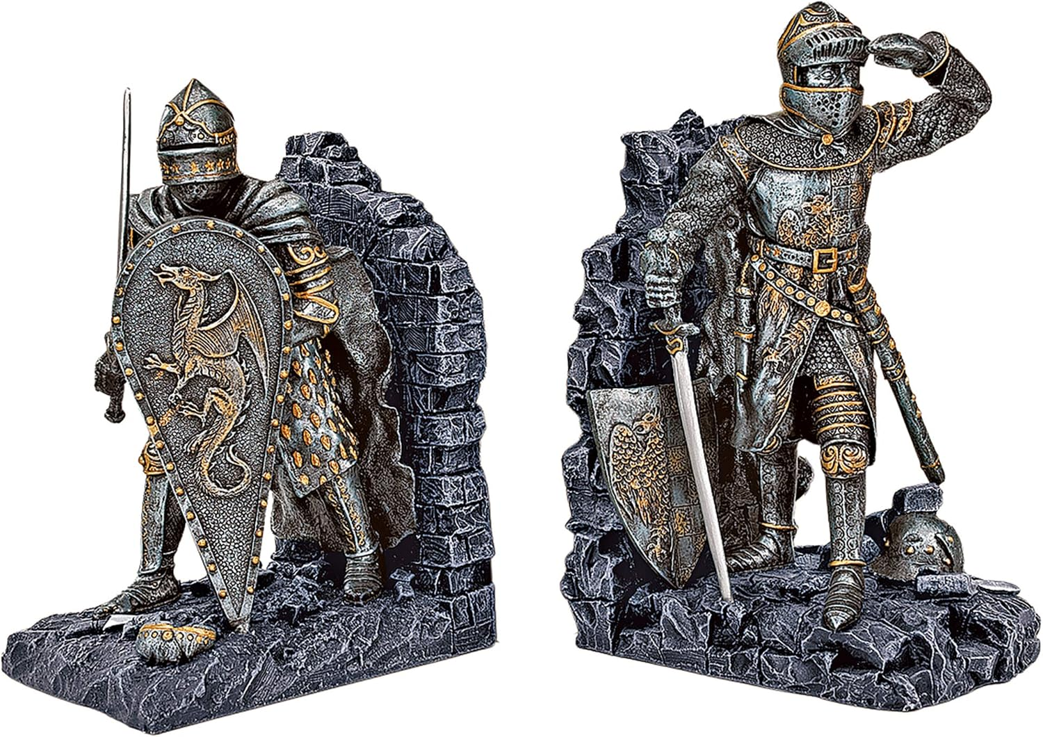 Arthurian Knight Bookend in Two-Tone Metallic (Set of 2) [Kitchen] - Arthurian Knights