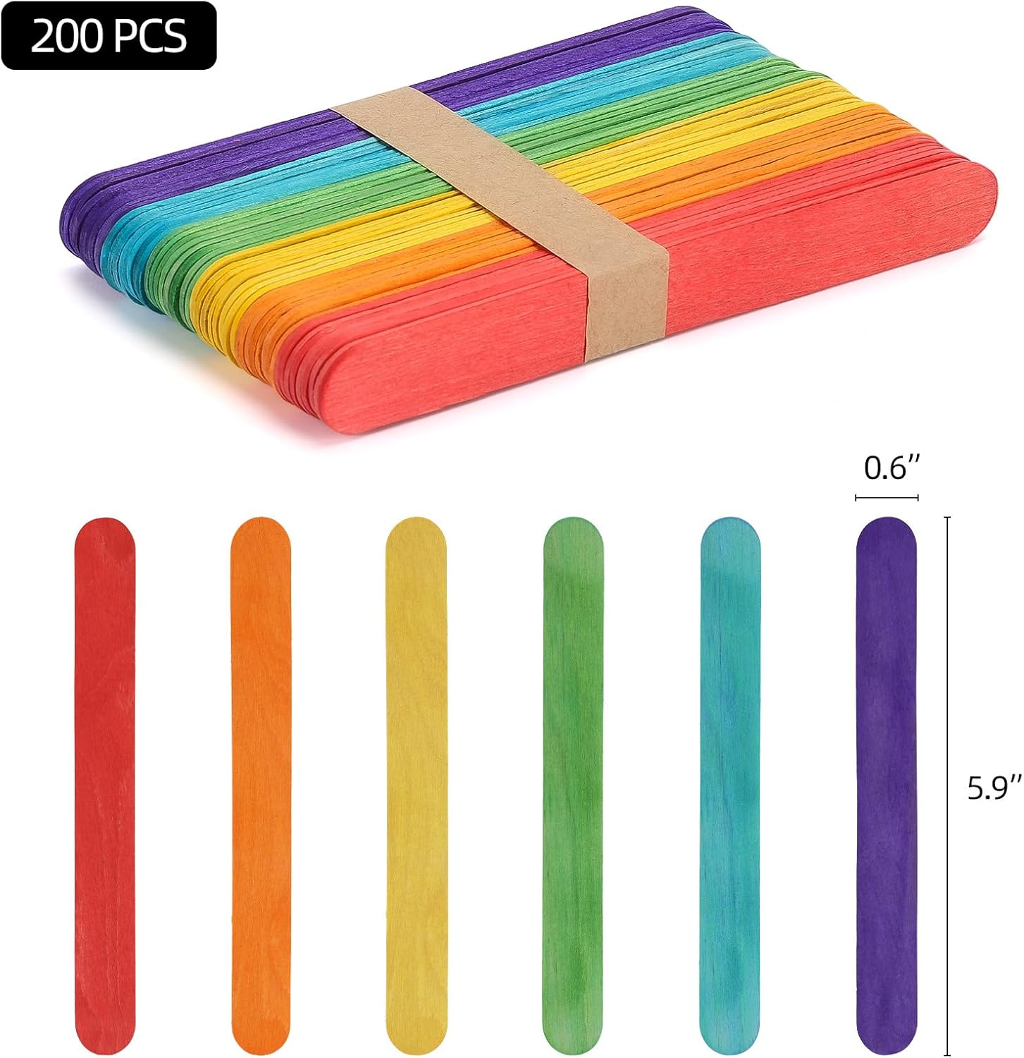 200 Pcs Jumbo Wooden Craft Sticks, Popsicle Sticks, 150X18X1.6Mm Treat Sticks, Ice Pop Sticks Wax Sticks for Crafts，Resin, Mixing Paint Projects image number 1