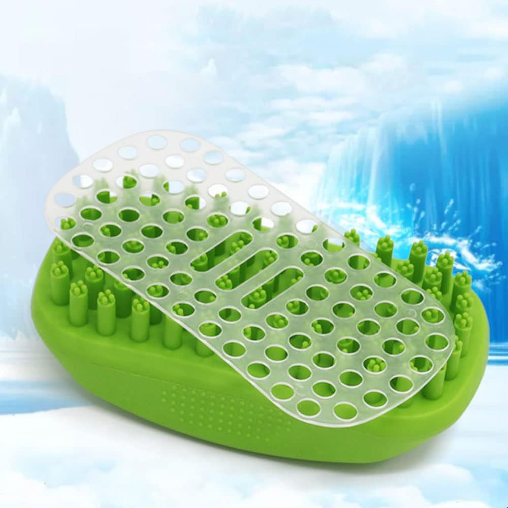 Dog Bath Brush,Soft Rubber Shampoo Brush,Non Slip and Comfortable,For Long Short Haired Dogs and Cats, Pet Grooming Brush,Green