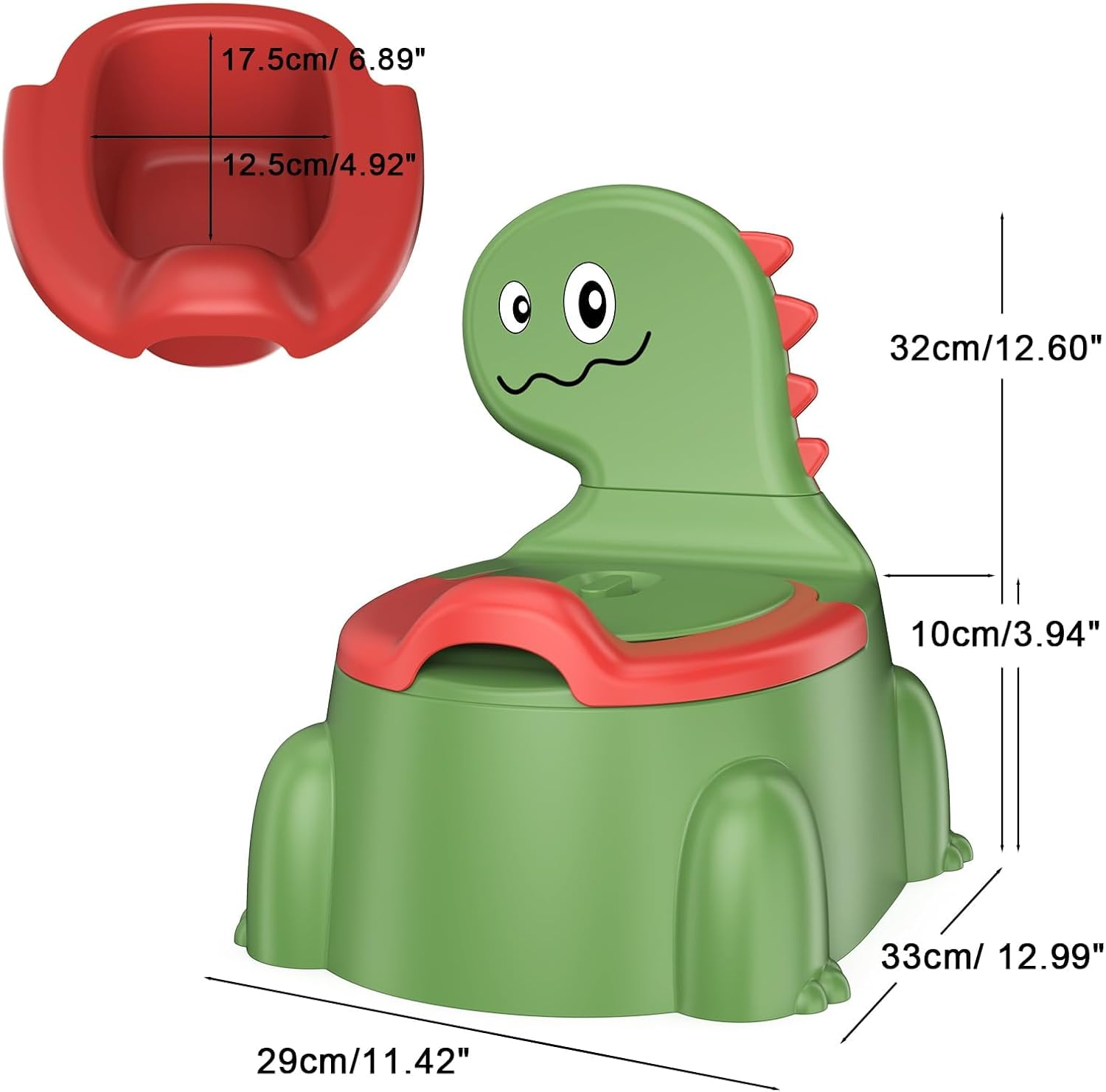 LEFAFA Travel Potty Toilet for Toddler, Dinosaur Design Potty Training Toilet Seat, Portable Toilet with Lid and Non-Slip Rubber Mat Backrest for Boys Girls Kids Toddler Children (Green) - Blue image number 5