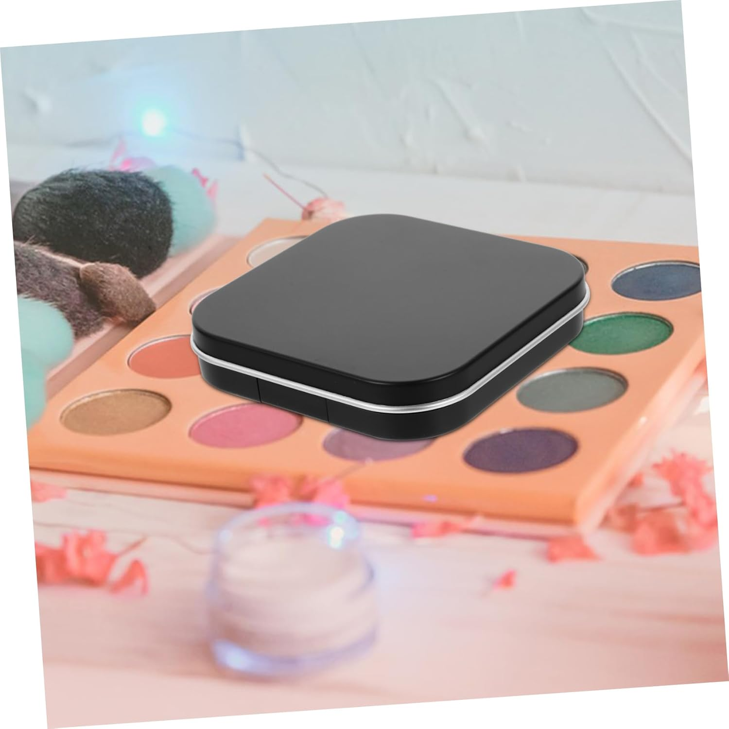 Minkissy 2Pcs Eye Shadow Box Empty Eyeshadow Container Seinte Makeup Eyeshadow Sample Containers Cosmetic Lipstick Tray Compact Eyeshadow Palettes Fixies Travel Loose Powder Iron Blush - Black 2 image number 3