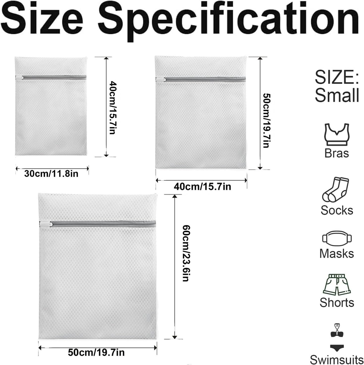 3Pcs Mesh Laundry Bags for Delicates, Durable and Gentle Lingerie Bags for Washing Delicates, Reusable Wash Bag Travel Organization Bag, 3 Sizes(1 Large, 1 Medium, 1 Small) image number 4