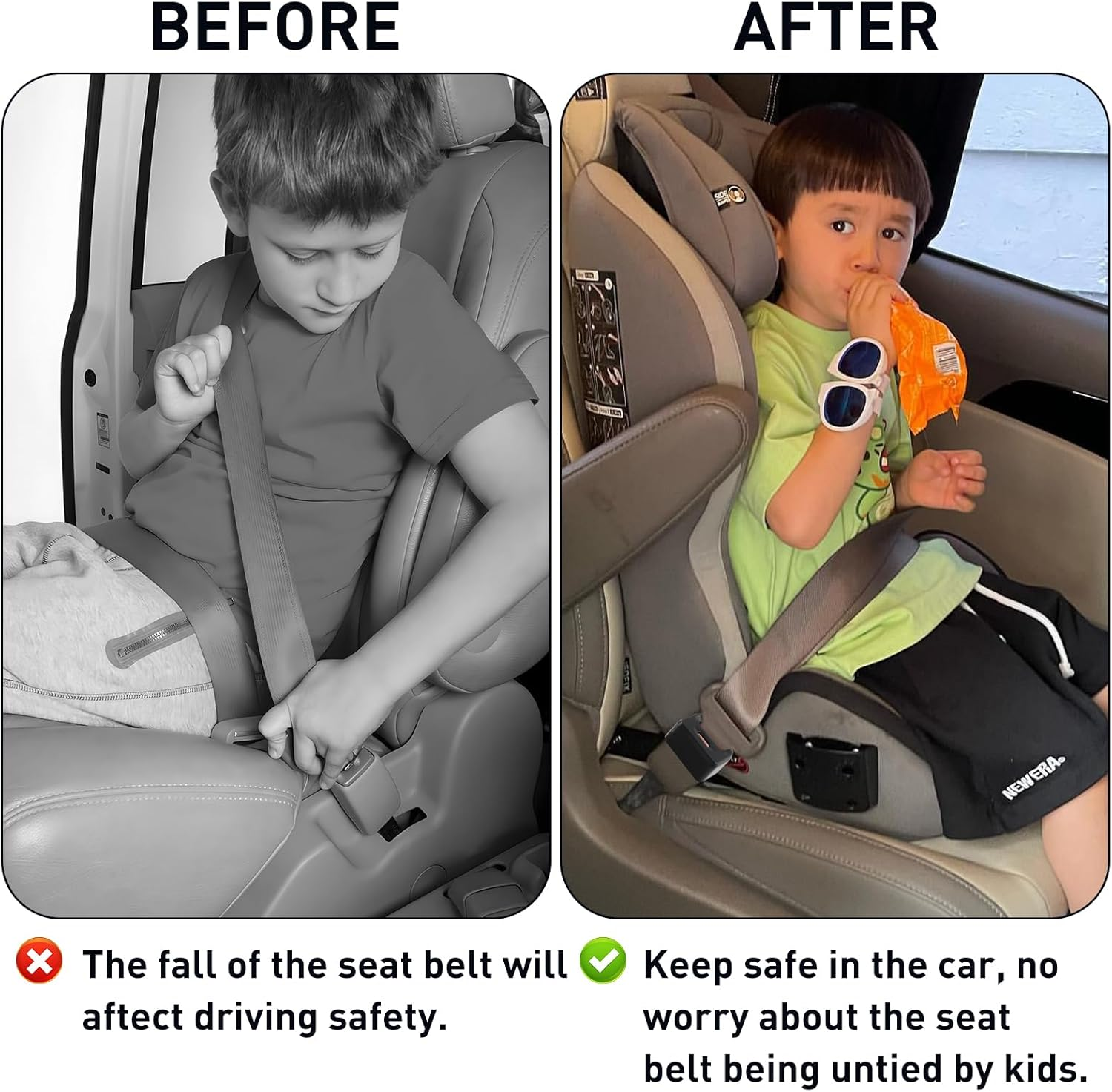 Car Seat Buckle Guard, Kids/Special Needs Seatbelt Locks, Belt Buckle Holders Seat Buckle Covers Locking Clips Fits Most Vehicles(2Pack, Black) image number 5