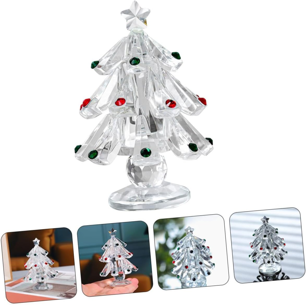 Christmas Tree Ornaments Snowman Bell Glass Decorative Figurine for Desktop Home Office Christmas Party Supplies image number 6