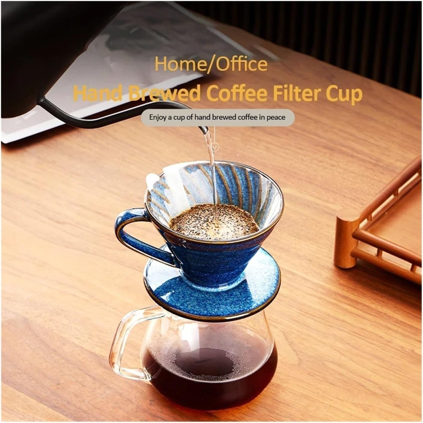 KFKAA V60 Pour over Coffee the Coffee Dripper Is a Simple and Exquisite Single Cup Brewing Device Coffee Drip Machine Suitable for Offices and Apartments Size02 (Blue) image number 4