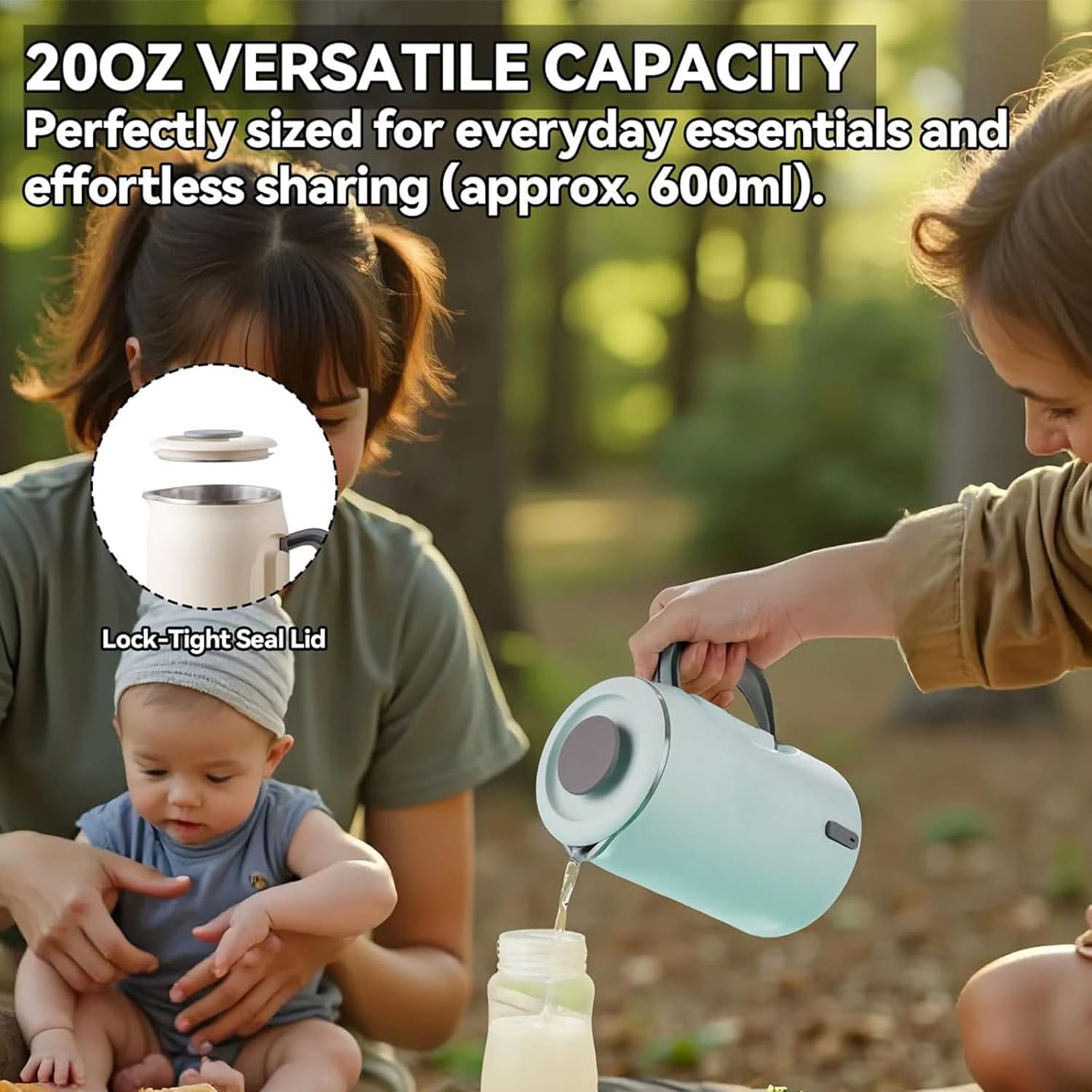 Enliansgo Travel Electric Kettle Portable Mini Kettle, Small Hot Water Boiler, 304 Stainless Steel, Fast Boiling Water with Auto Shut-Off and Boil Dry Protection, 400W (Green, 600ML) image number 2