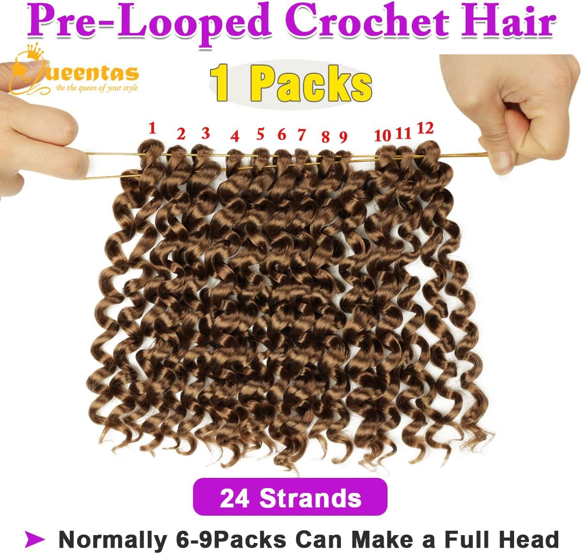 QUEENTAS 8 Inch Crochet Hair Ombre Passion Twist Hair Jamaican Bounce Gogo Curl Faux Locs Crochet Braids Hair Extensions (6 Packs, 27) image number 2