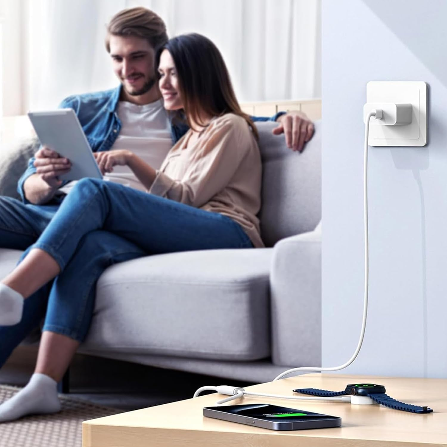 Upgraded 2-In-2 I Watch Charger for Apple Watch Charger, USB-C Fast Iphone 17 16 15 Charger Iwatch Magnetic Charging Cable for Iwatch Ultra3/Se3/11/10/9/8/7/6/5/4/3/2, Iphone 17/16/15 - 2In2 Lightning image number 2