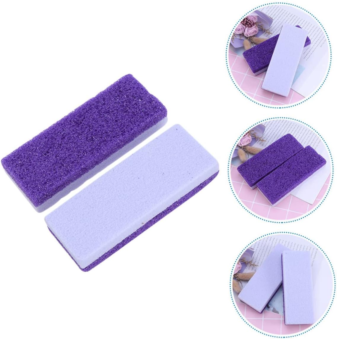 TOVINANNA 2Pcs Double-Sided Purple Foot Pumice Stone Callus Remover Dead Skin Remover Foot Care Scrubber Portable Exfoliating Tool for Smooth Heels image number 3
