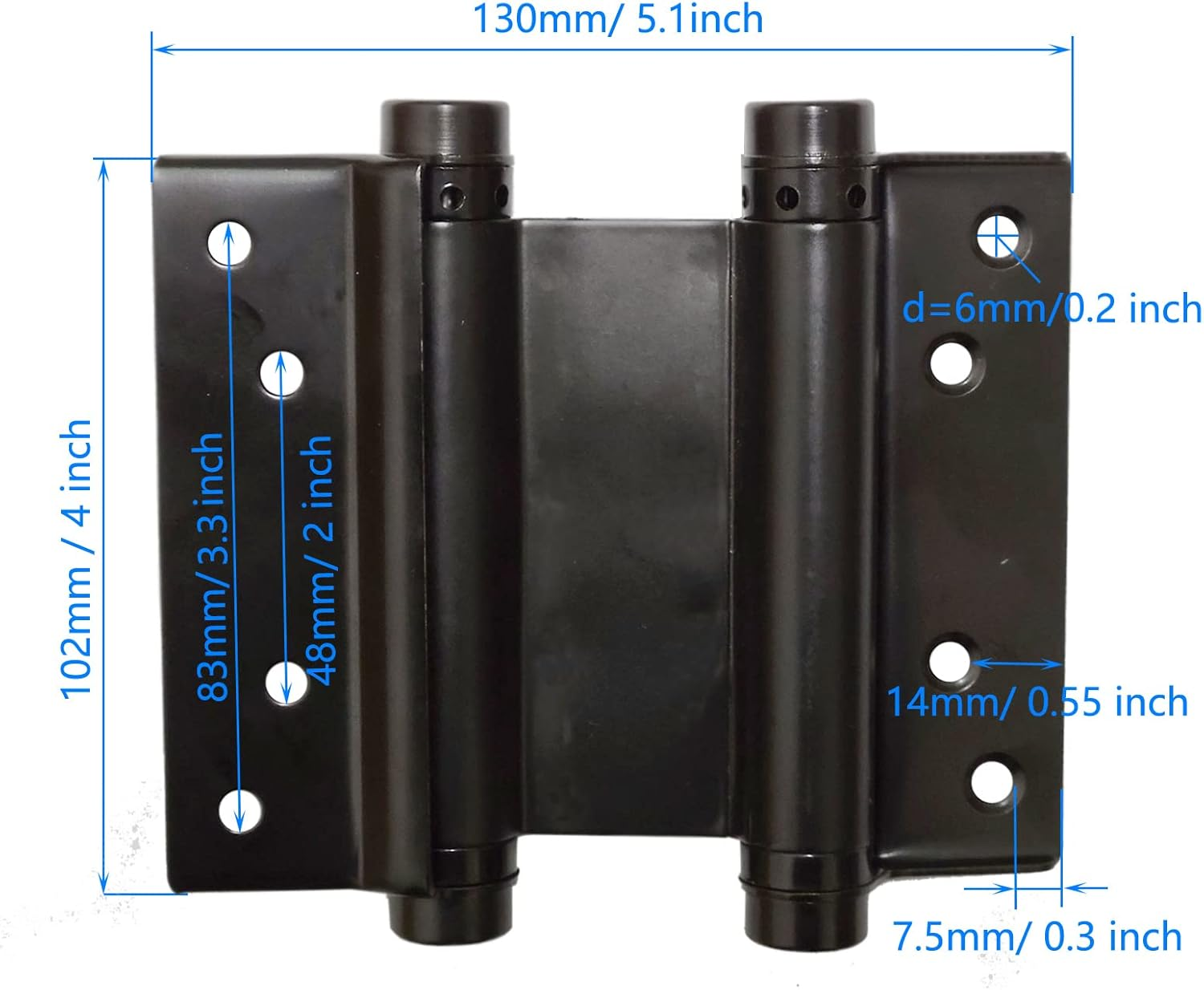 2Pairs 4Pcs 4'' Stainless Steel Matte Black Double Action Spring Door Hinge for Saloon Cafe Door Shop image number 4