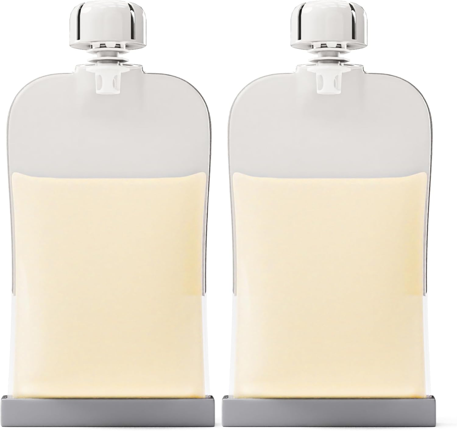 Cherub Baby Reusable Silicone Breast Milk & Baby Food Pouches 2PK 180Ml - BPA Free Leakproof Milk Storage with Spout & Zipper - Refillable Baby Pouch - Dishwasher Freezer Safe - Smoothie & Snack Pouches image number 4