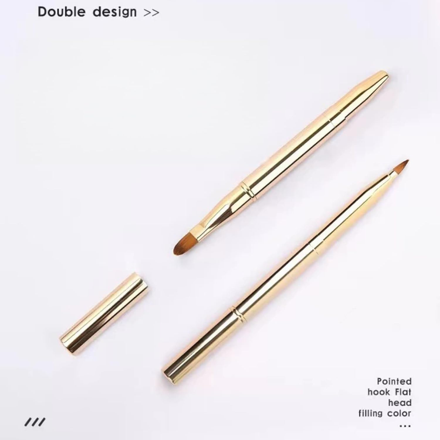 2 Pcs Retractable Double Ended Lip Brush with Cap for Lipstick Lip Gloss Liner Professional Travel Makeup Brush Applicator image number 5