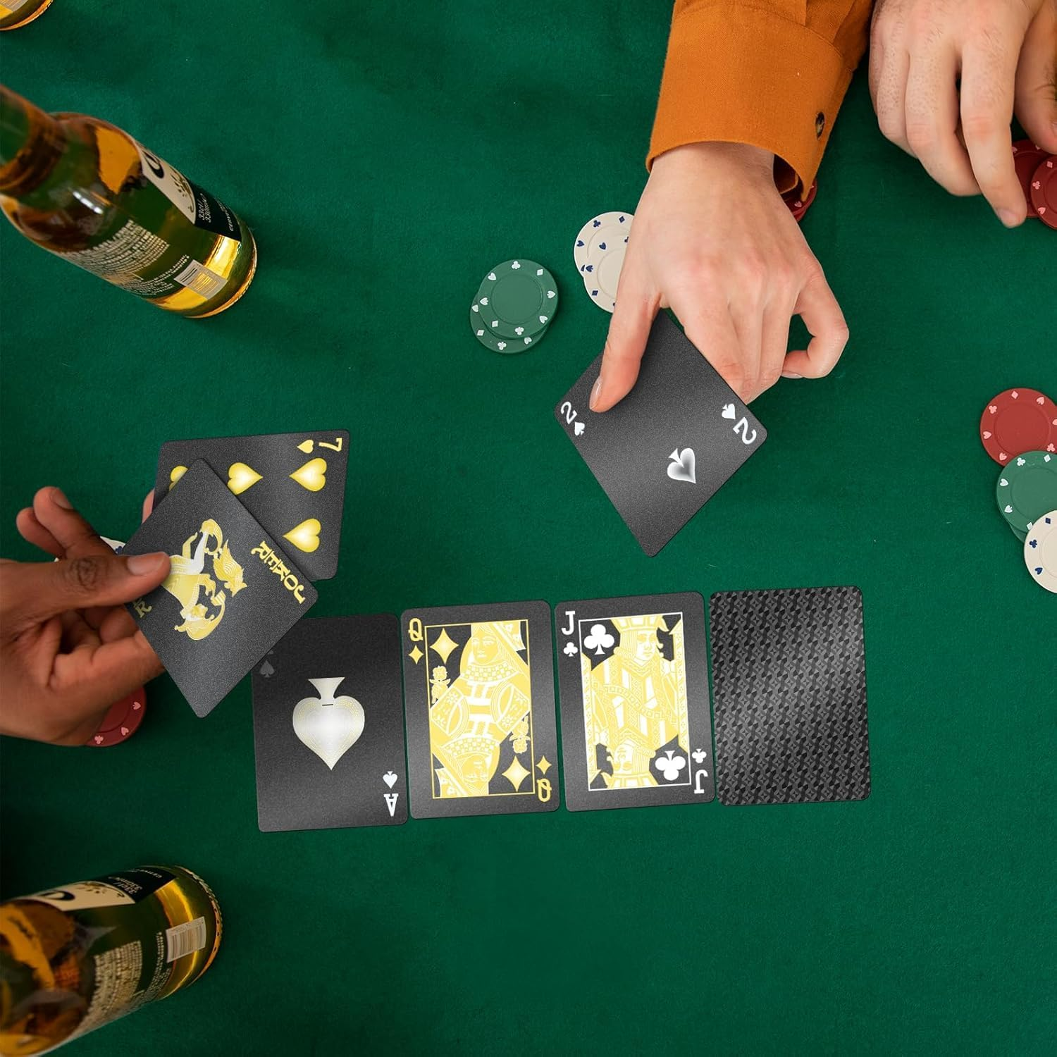 2 Pack Plastic Waterproof Playing Cards - Durable Cool Deck of Cards - Standard Index Professional Poker Cards - Magic Poker Cards for Family Party BBQ Gatherings image number 3