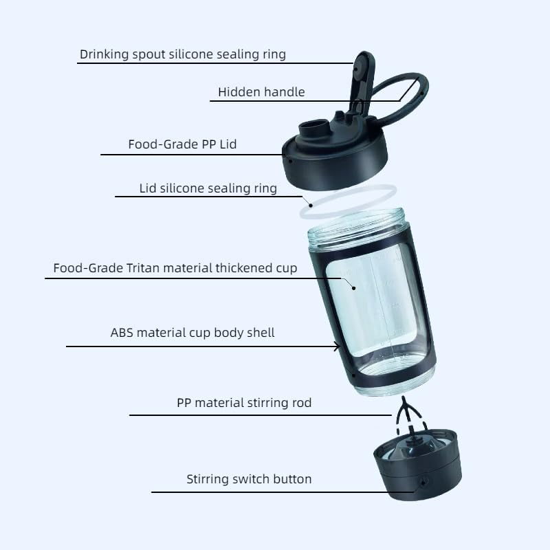 Detachable Base Electric Shaker Bottle 630Ml, USB-C Rechargeable Tritan Protein Mixer Cup, Bpa-Free Leakproof Blender for Shakes (Black) image number 1