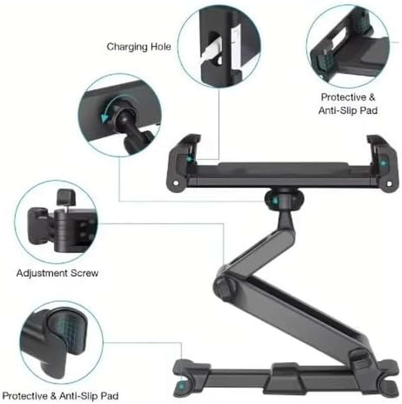 Mogico Rear Seat Phone and Tablet Holder, Universal Device Mount, Headrest Mounting, Adjustable Telescopic Design
