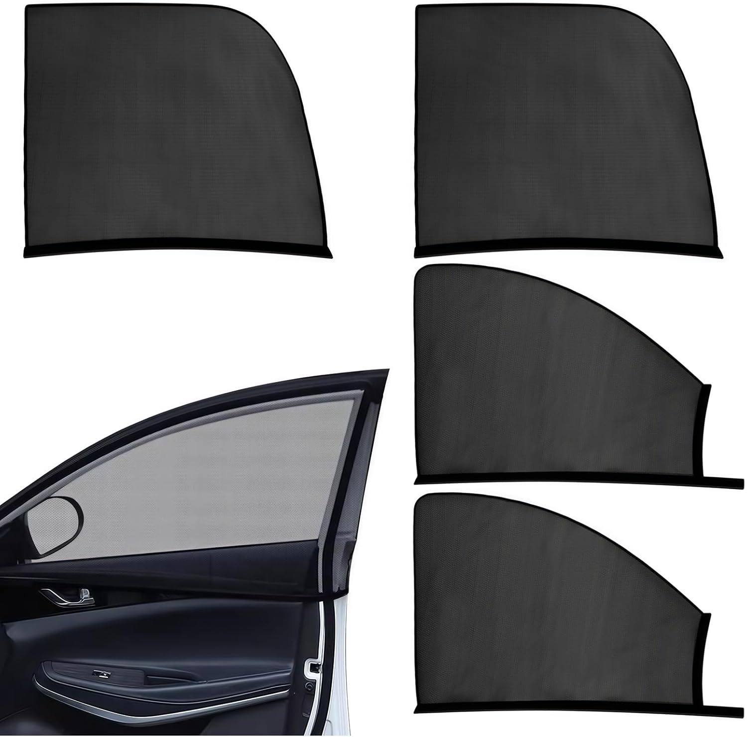 4Pack Car Window Shades Mesh,Stretchy&Breathable Mesh - Universal Fit Most of Cars, Large SUV, Pickup,Uv Protection Mosquito Net Side Window Covers for Car Camping & Baby image number 3