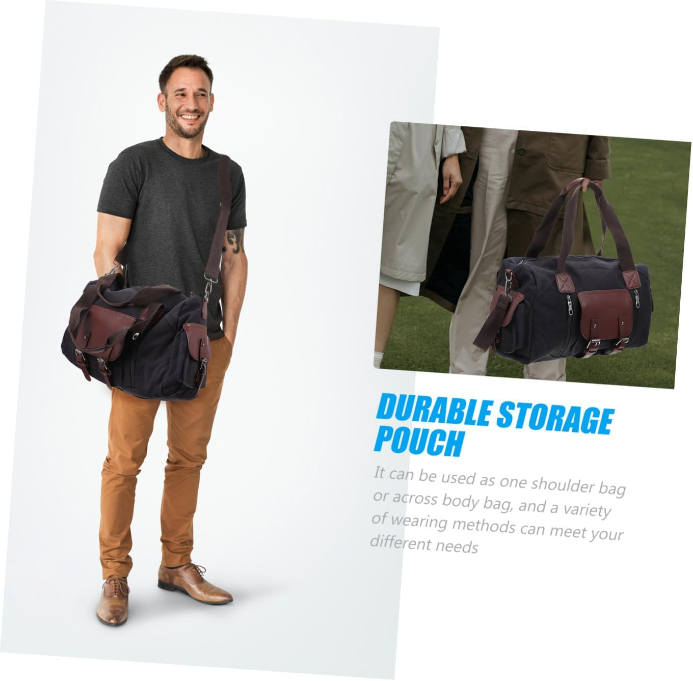 VALICLUD Large Capacity Canvas Travel Bag Luggage Bag for Clothes Organizer Portable for Travel Luggage Gear image number 4