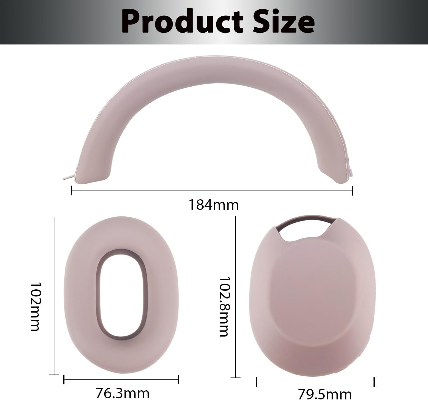 Adhiper 3Sets Silicone Sweat Case Cover for Sony WH-1000XM5 Headphones, XM5 Covers Accessories Silicone Ear Pads Covers & Headband Cover & Ear Cups Protector, Washable & Sweatproof - Smoky Pink - Off White image number 6