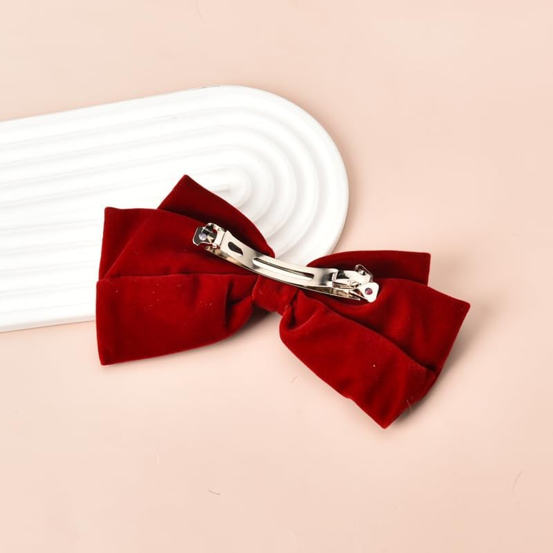 Christmas Hair Bows for Women and Girls - Large Red Bowknot Hair Clips, Decorative Big Halloween Barrettes, Hair Accessories for Ladies