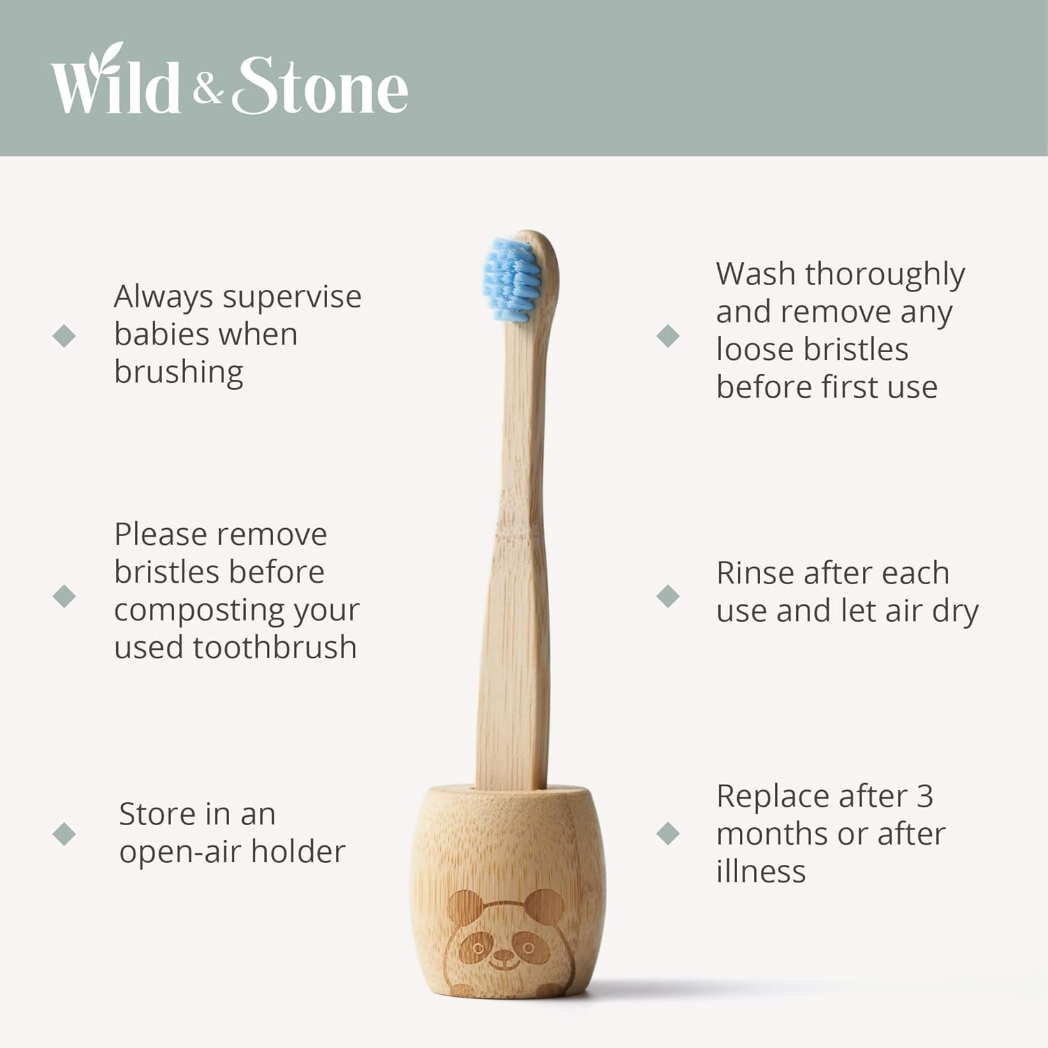 Wild & Stone Organic Baby Bamboo Toothbrushes | 4 Pack | Soft Bristles | 100% Compostable Handle | BPA Free | Vegan Baby Toothbrushes (White) - Baby Pink image number 3