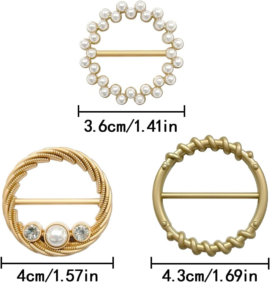 BEZANU Silk Scarf Ring Clip, 6 PCS round Metal T-Shirt Clip Buckle for Scarf, Tie, Hat, Belt Decor (6 Kind) image number 4