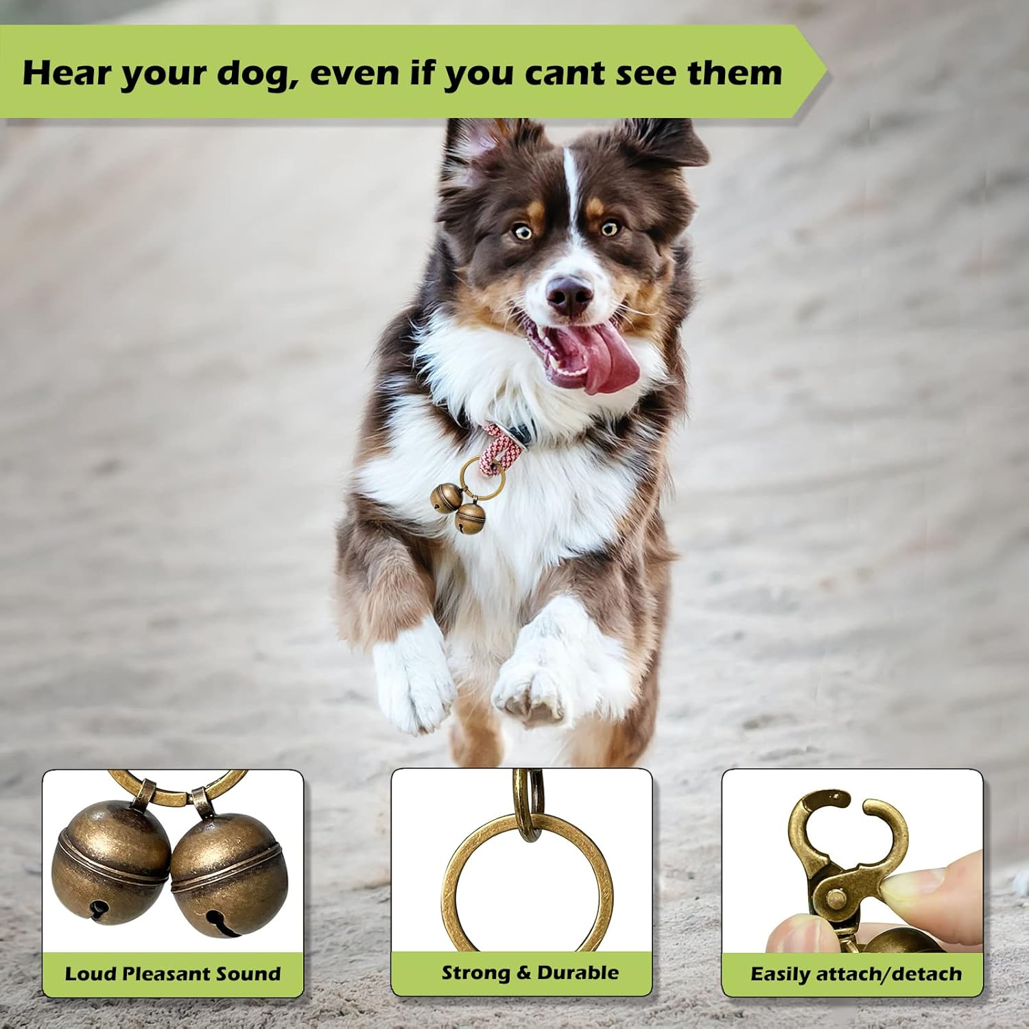 Cat & Dog Collar Bell, Pack of 2, Extra Loud Dog Bell for Pet Tracking & Saving Wildlife, Birds, Durable Iron Split Ring & Lobster Bell Clip (Bronze, 2 Piece) image number 4