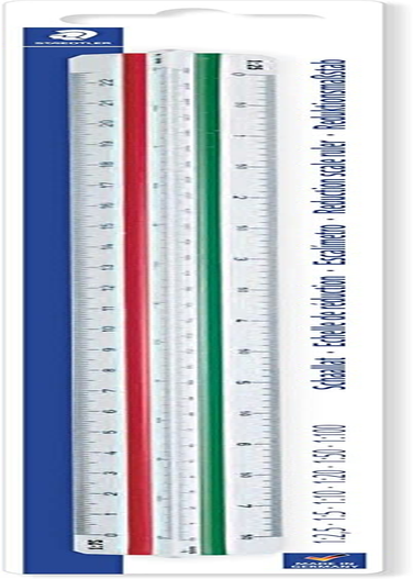 STAEDTLER 561 98-2BKST Triangular Din 1: 20, 25, 33-1/3, 50, 75, 100 Ruler Scale, (20498) image number 1