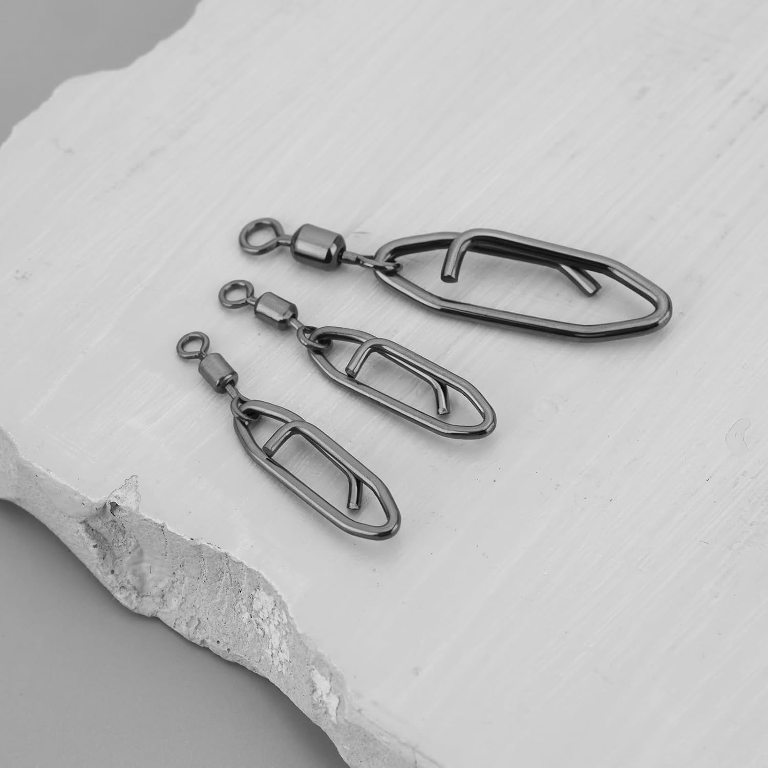 OTOTEC 50Pcs 360 Degree Smooth Rotation Stainless Steel Fishing Clips with Barrel Swivel Quick Change Speed Clip Snaps 2# 3# 4# 7# 8# image number 2