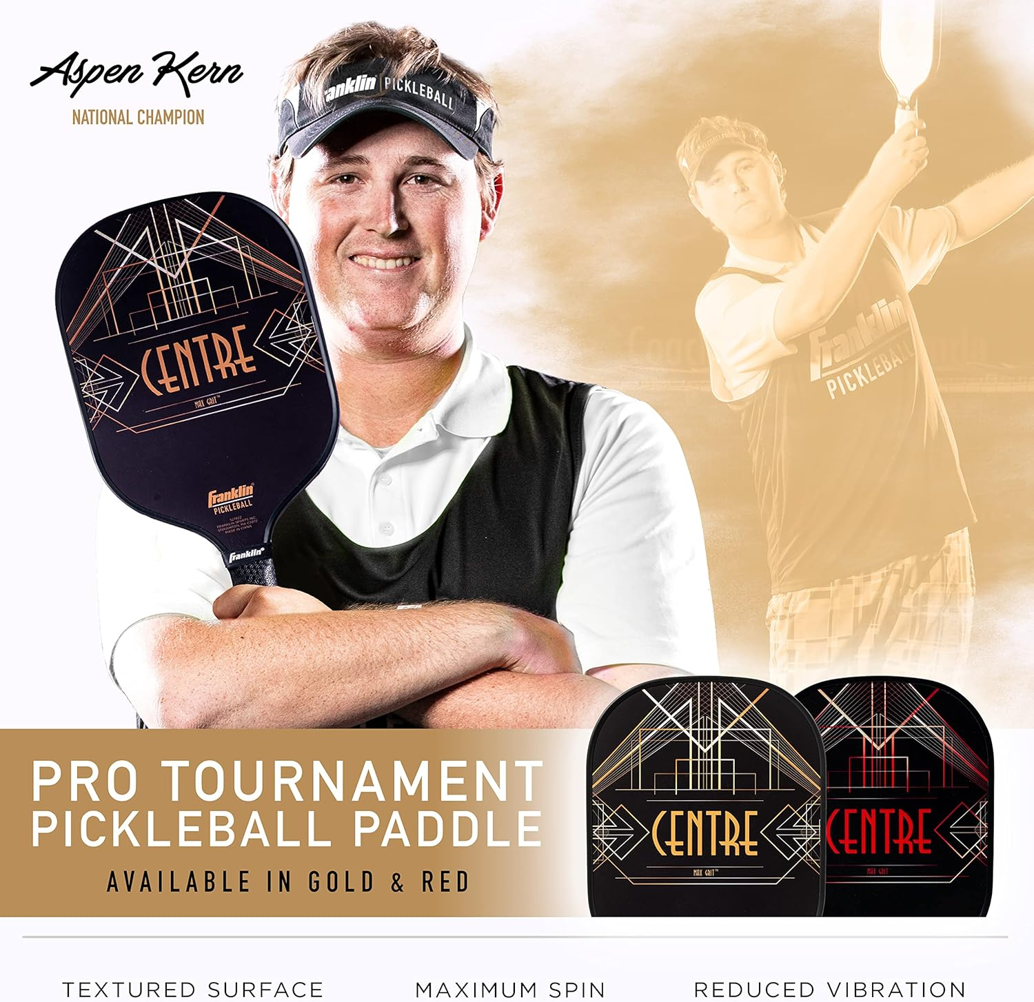 Franklin Sports Pro Pickleball Paddle - Aspen Kern Pro Tournament Pickleball Paddle - USA Pickleball (USAPA) Approved Carbon Fiber Pickleball Racket image number 5