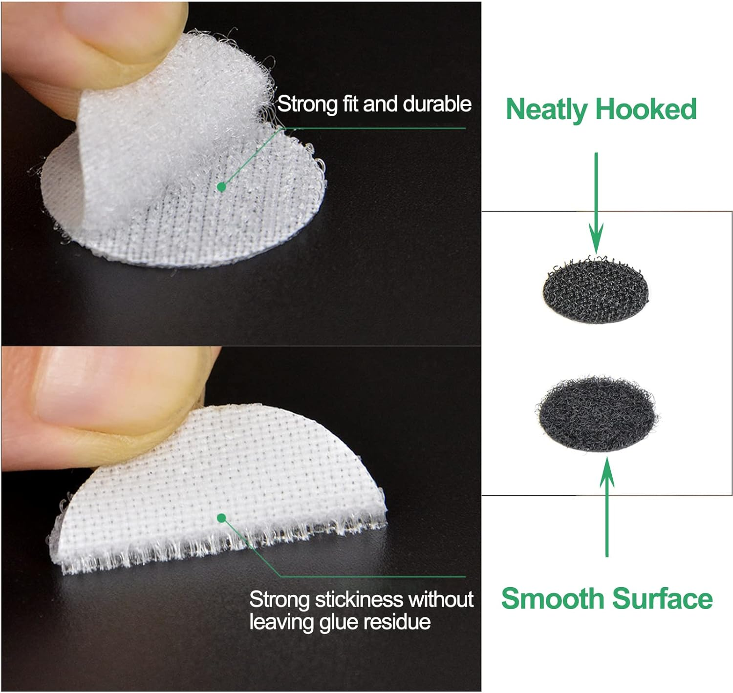 400Pcs Self Adhesive Dots, 200 Pairs Hook and Loop, 10Mm, White, for Home, School, Office image number 5