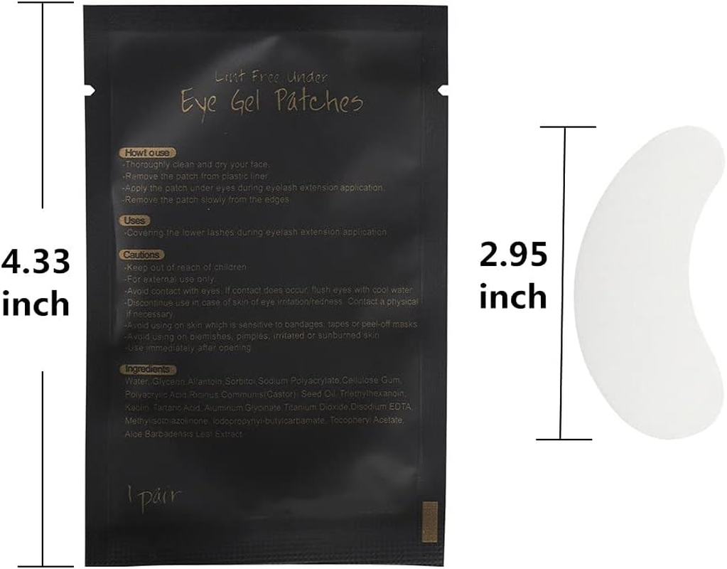 100 Pairs Eye Gel Pads, Lint Free under Eye Patches for Eyelash Extensions, Premium Eye Mask Beauty Tool Kit, Black-1 image number 5
