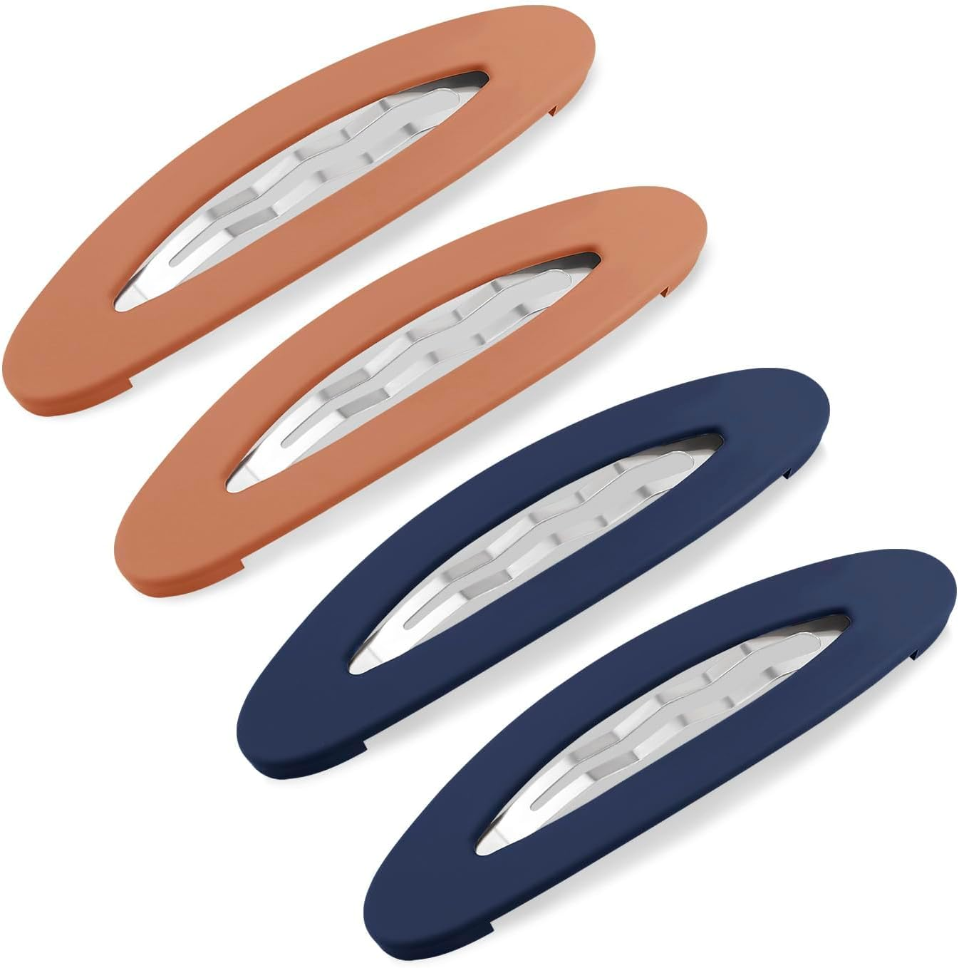 4 Pcs 9Cm/3.5Inch Large Snap Hair Clips Blue&Orange Snap Hair Barrettes Matte Snap Clips Hair Pins Medium Barrettes for Women Girls Hair Accessories image number 5