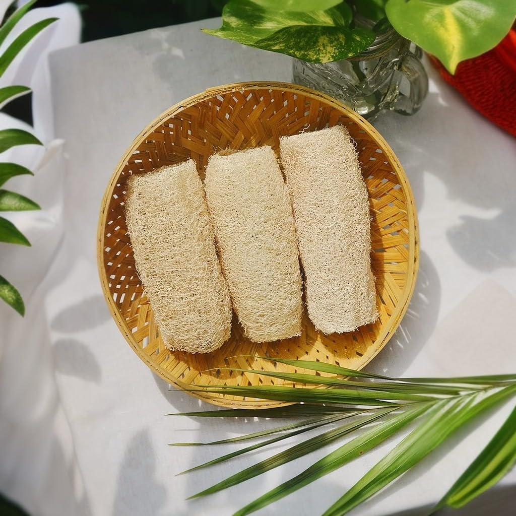 Almitra Sustainables Loofah Sponge &ndash; Natural Bathing Scrub Pack of 3