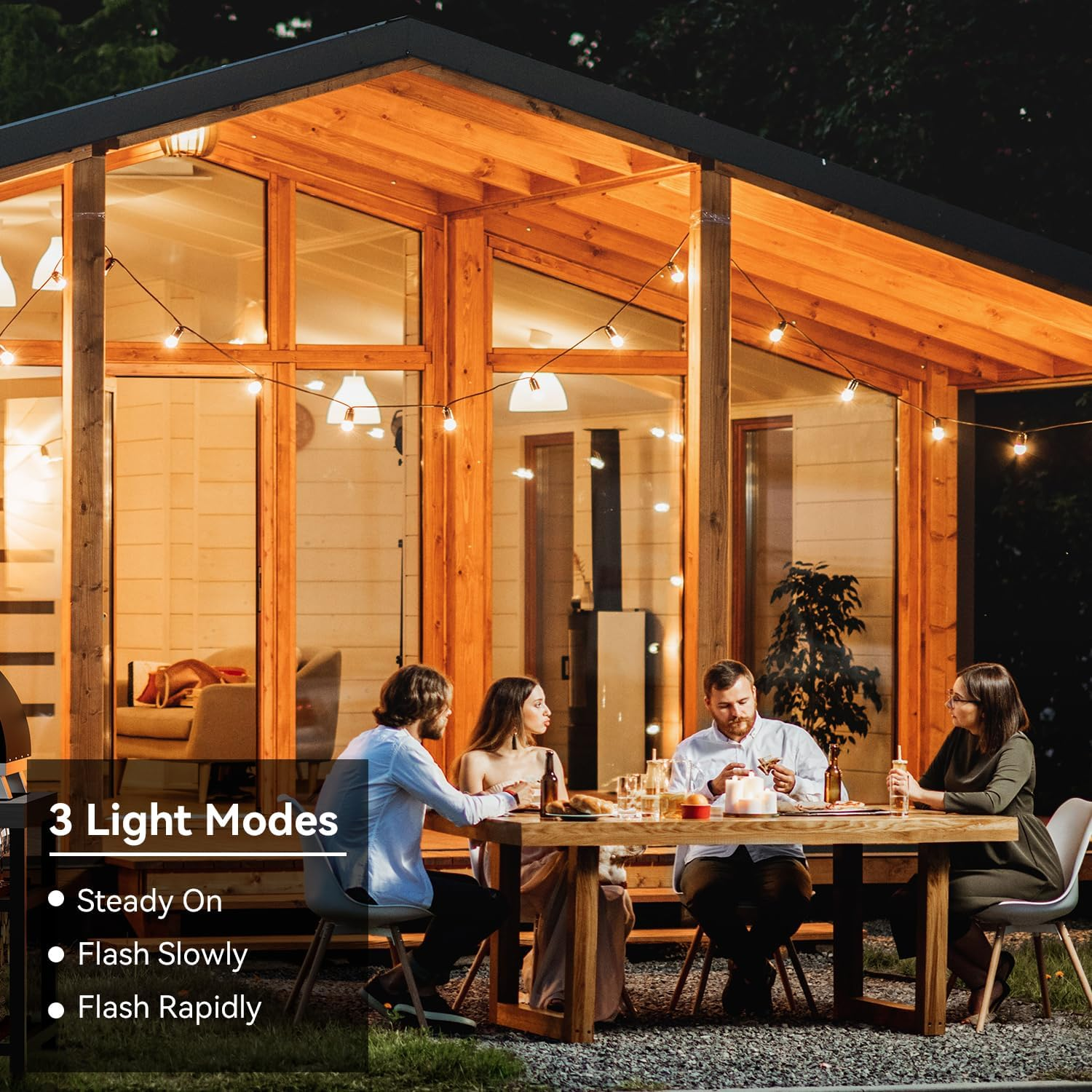 Roccar Solar String Lights Outdoor,15M Solar Festoon Lights Outdoor with 25+1 Shatterproof Waterproof Bulbs,Outdoor Solar Fairy Lights for Patio Porch Garden Backyard Pergola Bistro image number 2