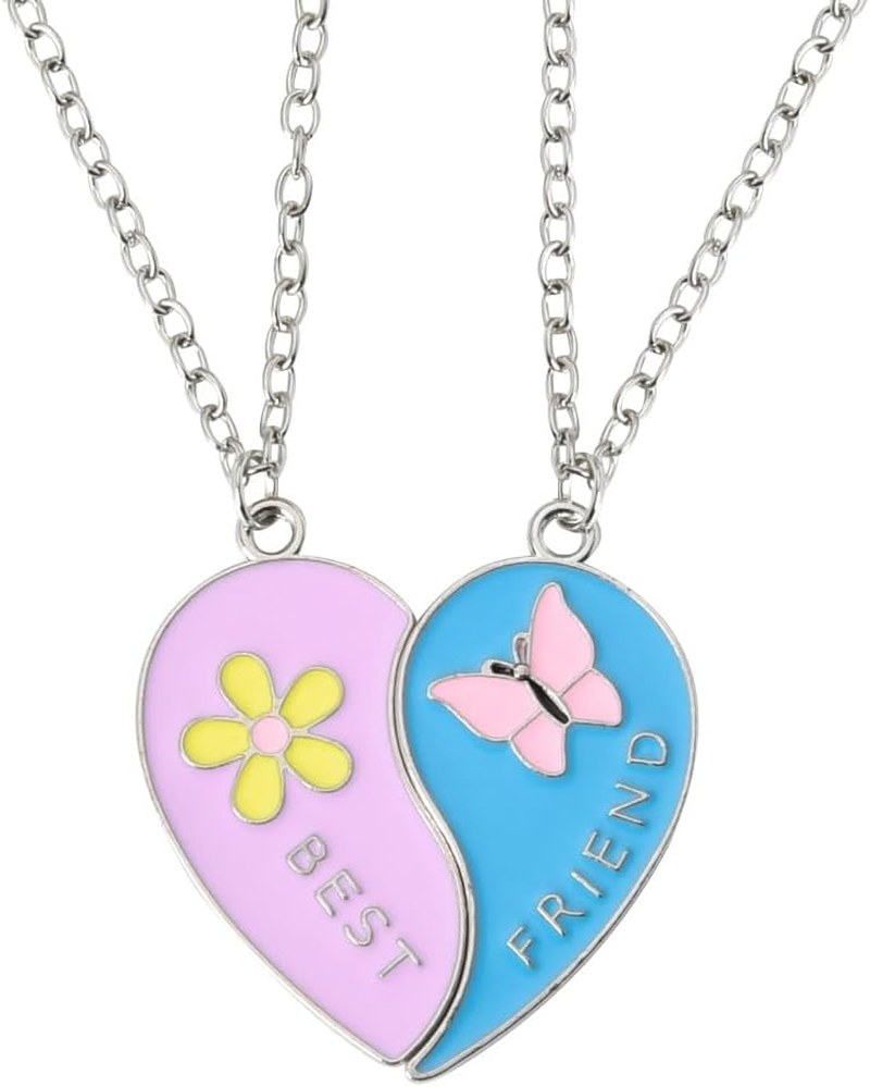 BFF Necklaces for 2 Girls Daisy Butterfly Avocado Matching Heart Necklace Friendship Gifts for Best Friends Sisters Besties