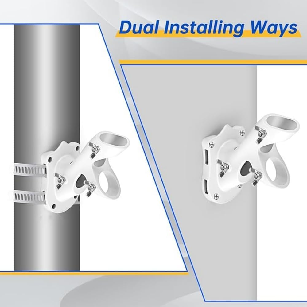 Flag Pole Holder, outside House Flag Pole Bracket, Heavy Duty Metal Flag Mount, Aluminum Alloy Mounting Brackets, Outdoor Flag Holder- Strong Rust Free (White-1 Pack) image number 1