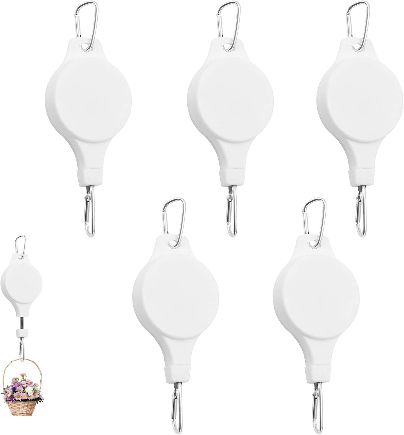 Retractable Plant Pulley Flower Basket Hook,Adjustable Telescopic Hook for Hanging Basin Chlorophytum Flower Pot Birdcage - Home Gardening Decoration Supplies (4Pcs) image number 1
