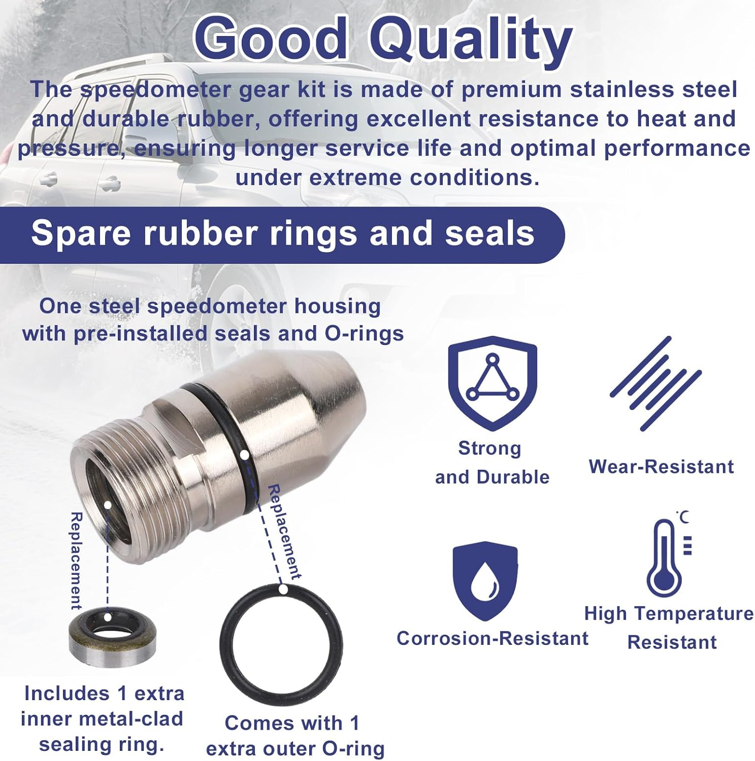 345215 Speedometer Gear Seal Kit, Compatible with TH350 TH250 TH200 & Muncie 7/8" Tail Housing Transmissions, Includes Speedometer Housing, O-Rings, Inner Metal Seal image number 4