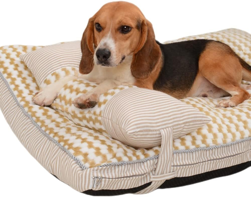 Pet Bed, Fluffy, Bed Bed, for Dogs and Cats, Square, Pets, All Seasons, Pet Sofa, Pet Cushion, Pet Bed with Removable Pillow (M, Light Blue)