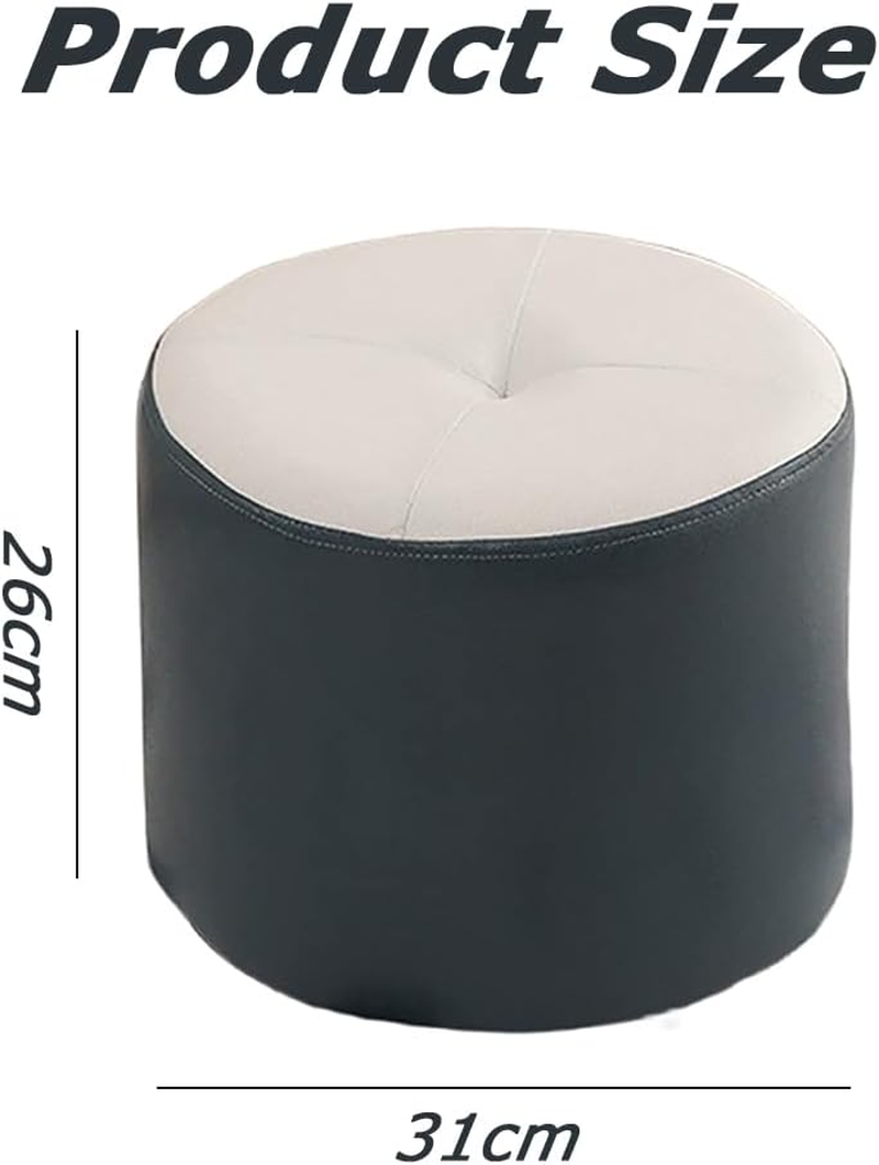 Modern PU Leather Stool with Wooden Frame，Multifunctional Entryway Bench, Shoe Changing Ottoman, Soft Cloud Grey Compact Seat for Living Room, Bedroom & Office (31X31X26Cm) image number 6