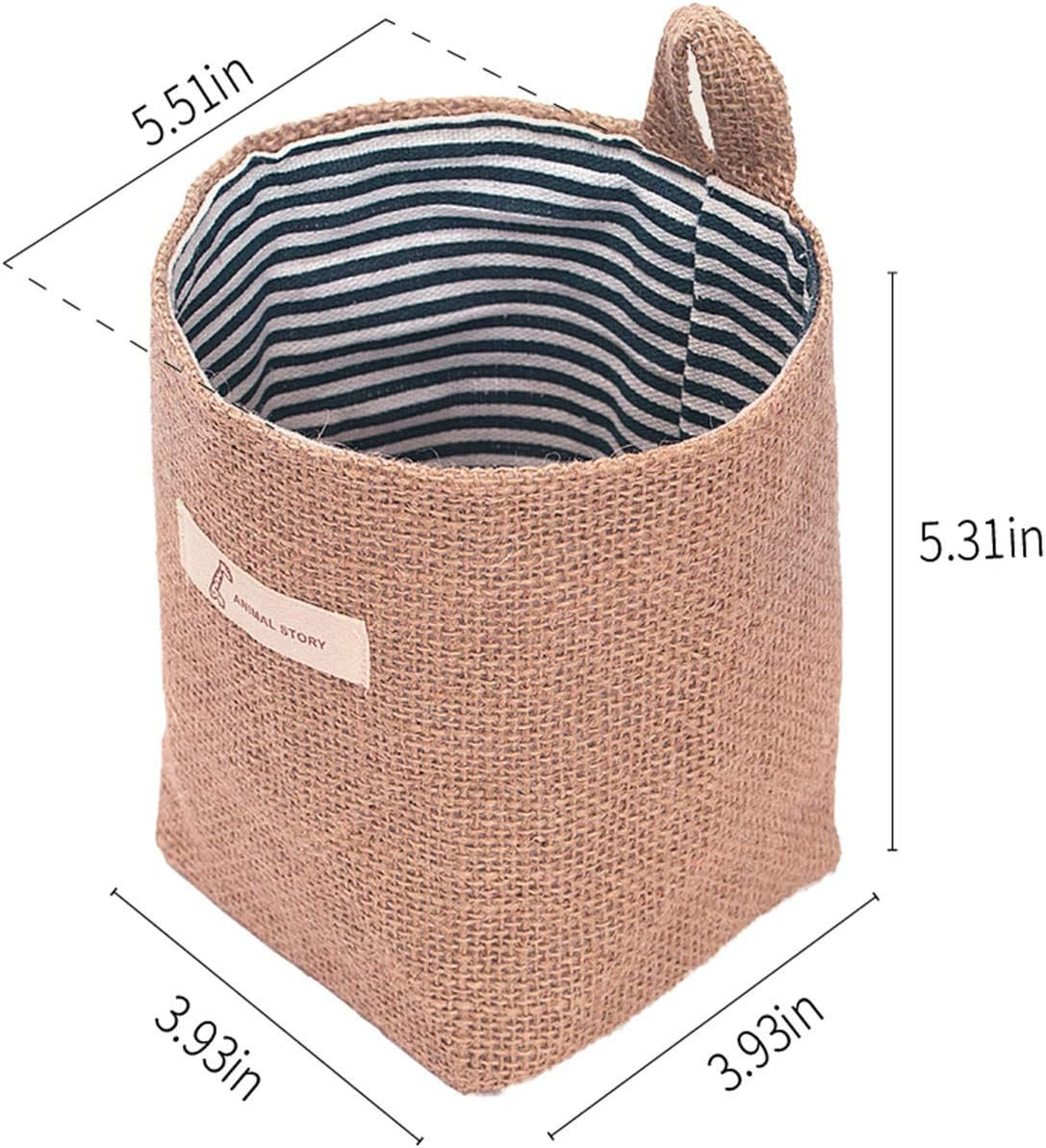 10 Pcs Wall-Hanging Storage Bags Hanging Storage Bags Cotton Linen Storage Basket Foldable Wall-Hanging Basket Family Organizer Box Decorative Bag image number 3