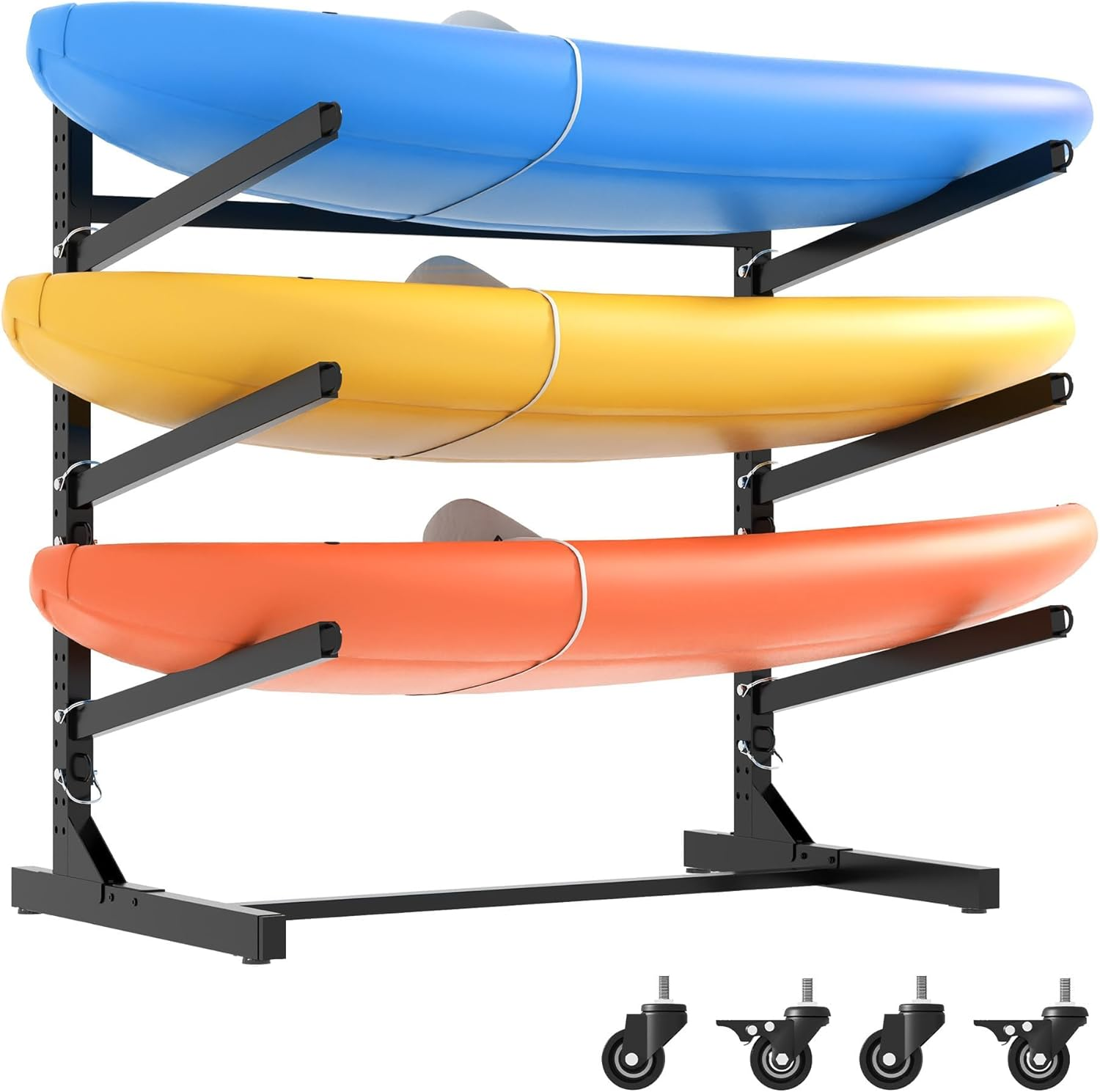 Kayak Storage Rack, Heavy Duty Kayak Stand Canoe Rack with Wheels, Freestanding Kayak Holder Stand for Kayaks, Canoes, Surfboard, Paddleboard Storage image number 1