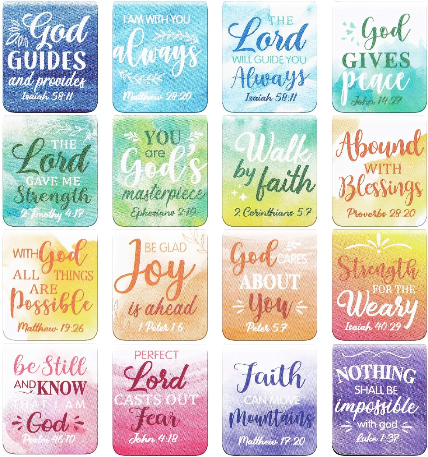 Dianelhall 96 Pieces Bible Verse Magnetic Bookmarks 16 Styles Christian Magnet Book Markers Inspirational Motivational Encouraging Magnetic Page Clip for Women Men School Office Supplies image number 2