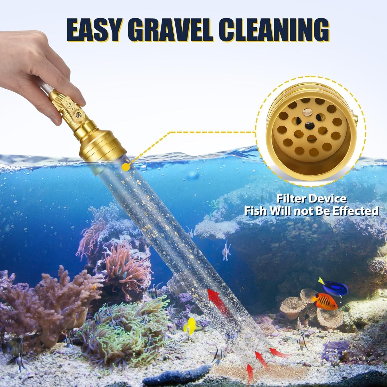 GADFISH Gravel Vacuum for Aquarium Water Changer Fish Tank Cleaning Tools, Siphon Universal Quick Pump Aquarium Water Changing (70Ft) image number 5