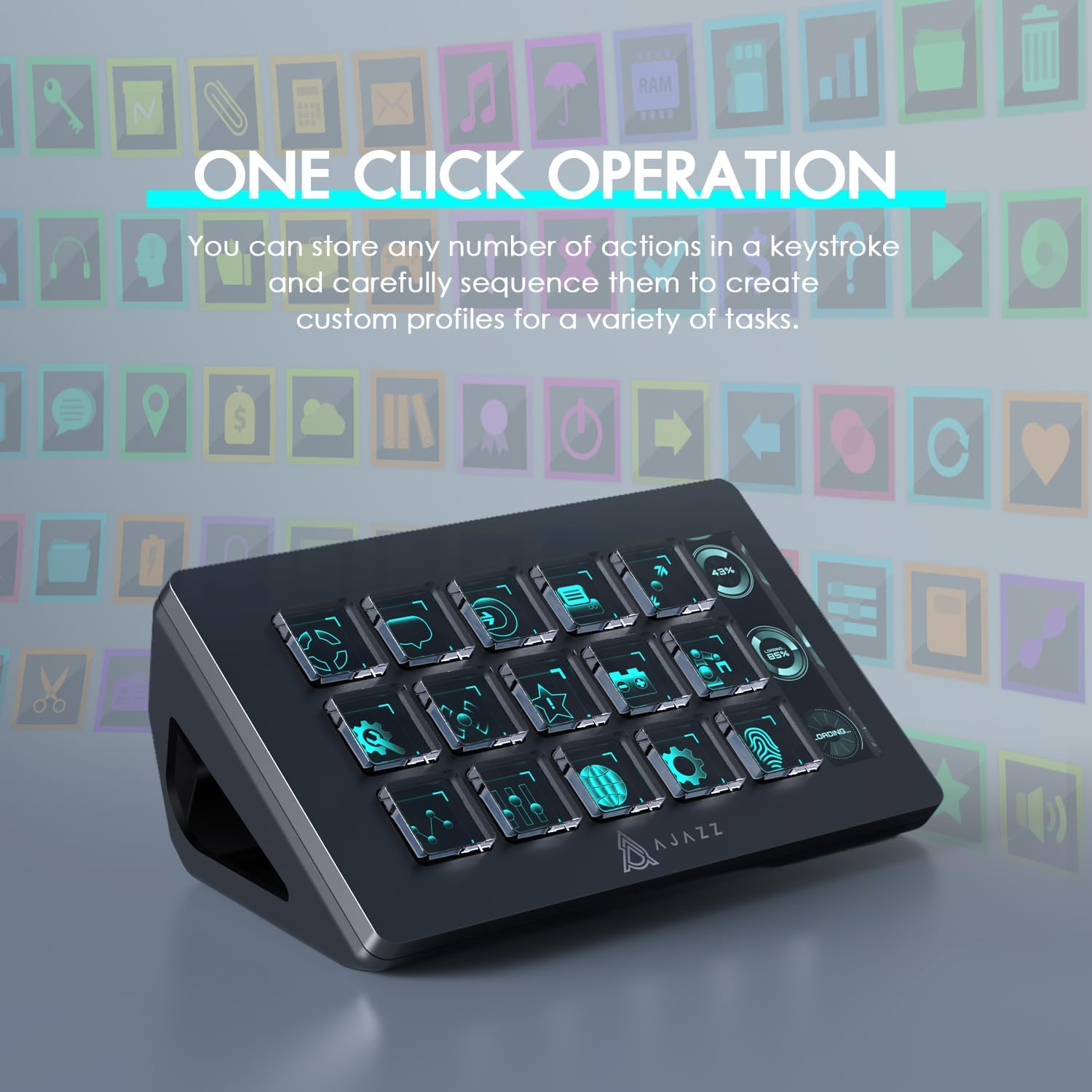 AKP153 Studio Controller, 15 Macro Keys, Trigger Actions in Apps and Software like OBS, Youtube, Twitch, Custom Console for Photo and Video Editing, Live Streaming, Pc/Mac (Black) - White image number 6