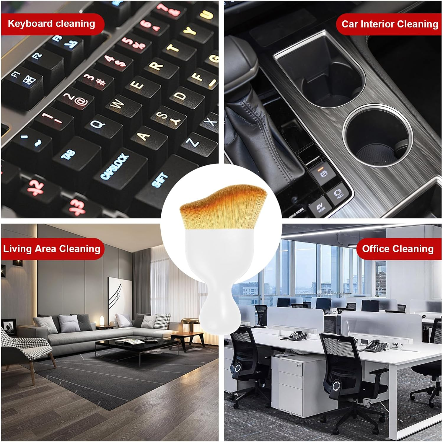 Ziciner 2 PCS Car Detailing Brush, Curved Soft Bristles Auto Removal Dust Collectors, Universal Vehicle Dashboard, Air Conditioner Vents Etc Interior Cleaning Tool Accessories (White)